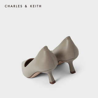 CHARLES＆KEITH2021夏季新品CK1-61720067女士简约通勤高跟单鞋 Taupe灰褐色 39