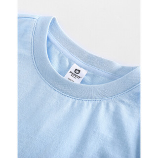 小猪班纳童装男女童休闲纯棉圆领短袖儿童圆领短袖针织T恤衫 淡蓝色 165cm