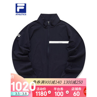 FILA ATHLETICS 斐乐男士针织上衣2021年春季新款运动健身外套 RD宝蓝-NV 190/108A/XXXL