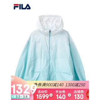 FILA斐乐官方女士运动外套2021春季新款连帽宽松梭织外套 烟熏蓝-ZA 155/76A/XS