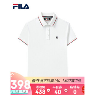 FILA 斐乐官方女士POLO衫2021年夏季新款休闲针织短袖衫上衣 标准白-WT 170/88A/L