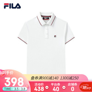 FILA 斐乐官方女士POLO衫2021年夏季新款休闲针织短袖衫上衣 标准白-WT 170/88A/L