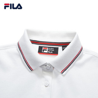 FILA 斐乐官方女士POLO衫2021年夏季新款休闲针织短袖衫上衣 标准白-WT 170/88A/L