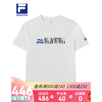 FILA ATHLETICS斐乐男士短袖T恤2021夏季新款时尚舒适针织短T A11M121103F 玉石白-WT 175/96A/L