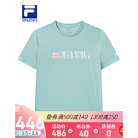 FILA ATHLETICS斐乐男士短袖T恤2021夏季新款时尚舒适针织短T A11M121103F 天空醚青-LB 180/100A/XL