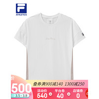 FILA ATHLETICS斐乐女士短袖T恤2021夏季新款时尚舒适针织短T 玉石白-WT 180/96A/XXL