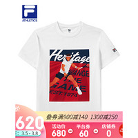 FILA ATHLETICS 斐乐男短袖T恤2021夏季新款时尚运动透气舒适 玉石白-WT 165/88A/S