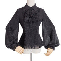 小熊星座洋服lolita Lolita洛丽塔 银汰 女士羊腿袖长袖衬衫 小尖领款 1762 黑色 L