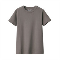 無印良品 MUJI 無印良品 女式 双罗纹编织 圆领短袖T恤 灰色 M
