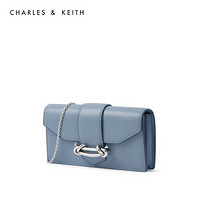 CHARLES＆KEITH2021夏新品CK6-10840309女士金属饰链条斜挎小方包 Light Blue浅蓝色 XS