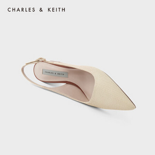 CHARLES＆KEITH2021夏季新品CK1-60920255女士时尚尖头粗高跟单鞋 Sand沙色 34