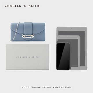 CHARLES＆KEITH2021夏新品CK6-10840309女士金属饰链条斜挎小方包 Light Blue浅蓝色 XS