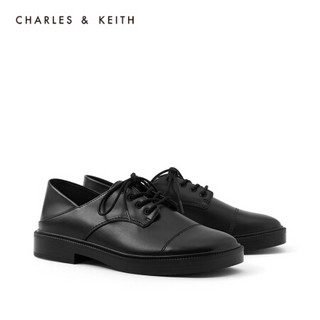 CHARLES＆KEITH2021春季新品CK1-71680038女士简约系带可踩脚单鞋 Black黑色 39