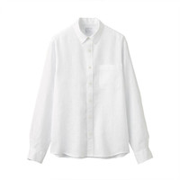 無印良品 MUJI 無印良品 男式 法国亚麻水洗 衬衫 21SS新品 白色 L
