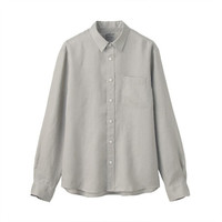 無印良品 MUJI 無印良品 男式 法国亚麻水洗 衬衫 21SS新品 浅灰色 S