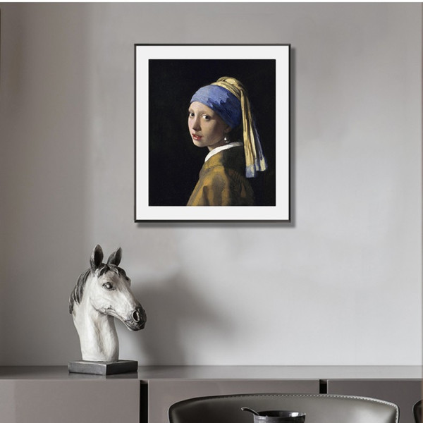 买买艺术 维米尔《戴珍珠耳环的少女》画框尺寸50*65cm