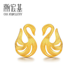 潮宏基 CHJ JEWELLERY 凤翔 足金黄金耳钉女款 计价 EEG30002430 约1.9g