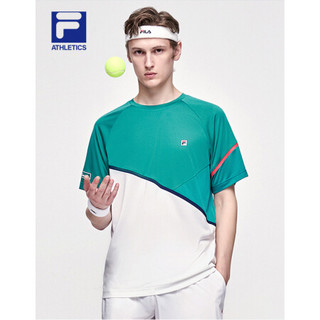 FILA ATHLETICS 斐乐男士短袖T恤2021年夏季新款运动打底衫 深铁绿-GN 185/104A/XXL