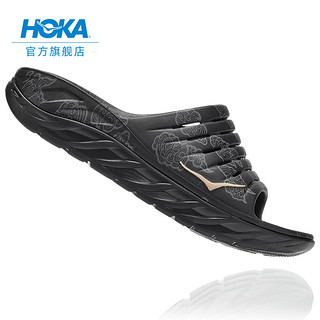 HOKA ONE ONE Ora Recovery奥拉羚云配色休闲运动舒缓拖鞋 1122894 黑色/金色 35.5