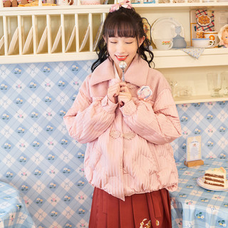 十三余 汉元素 花章 女士羽绒服 SGF151773 粉色 XS