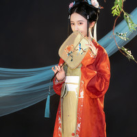 钟灵记渔越歌汉服长褙子宋制飞机袖宋抹吊带百迭裙两片裙背心春夏