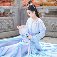 如梦霓裳汉服女夏装 坦领半臂襦裙枝间月交嵛裙窄袖莲花绣花夏季