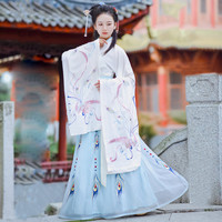 如梦霓裳汉服女装交领襦裙翎羽魏晋风大袖孔雀绣花春季现货