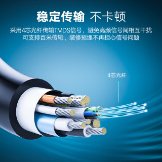 绿联光纤HDMI线2.0版4K高清数据线HDR电脑电视连接线60hz显示器投影仪笔记本网络机顶盒2/5/10/15/20米加长线(线长:100米(光纤HDMI2.0)、2米)