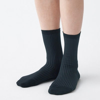 无印良品 無印良品 MUJI 女式 合脚直角 袜口无橡筋 袜 21SS新品 黑色条纹 23-25cm