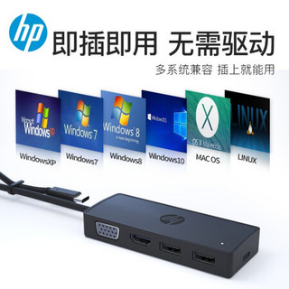 惠普（HP）Type-C扩展坞转HDMI/VGA/千兆网口转接头 网线接口转换器笔记本电脑拓展坞 Type-C扩展坞 1拖5