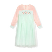 水孩儿童装女童汉服儿童女古风连衣裙秋季新款洋气刺绣收腰古风连衣裙长 冰抹茶 170cm