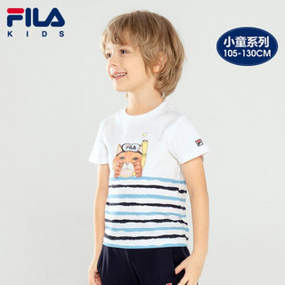 FILA KIDS 斐乐儿童短袖T恤男小童PEPE联名款猫咪插画2021年夏季 标准白-WT 130cm