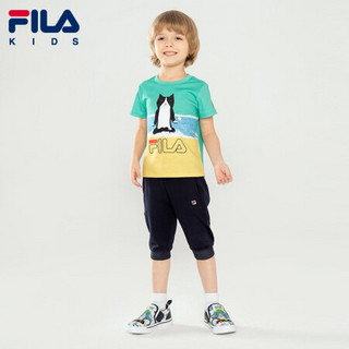 FILA KIDS斐乐儿童男孩2021年夏季新款短T时尚短袖PEPE联名款可爱 冰洋绿-TQ 110