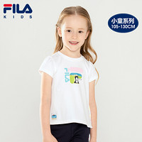 FILA KIDS 斐乐儿童短T女小童时尚短袖PEPE联名款2021年夏季新款 标准白-WT 110