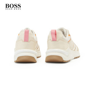 HUGO BOSS雨果博斯女士2021春夏新款流行色调混合材质运动鞋 115-白色 36