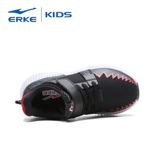 鸿星尔克（ERKE）男童鞋儿童运动鞋小童鲨鱼休闲跑鞋魔术贴慢跑鞋 正黑/正红 27