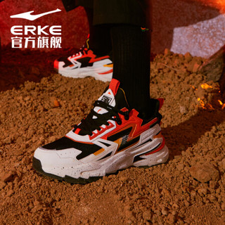 ERKE 鸿星尔克 运动鞋2020秋季上新男子缓震型跑鞋时尚撞色中国风休闲运动鞋耐磨防滑男鞋 正黑/橙红色 40