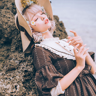 Capreolus pygargus Lolita洛丽塔 女士纯棉连衣裙 巧克力色 M