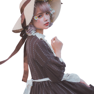 Capreolus pygargus Lolita洛丽塔 女士纯棉连衣裙 巧克力色 M