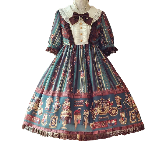 DearCeline Lolita洛丽塔 皇家巧克力学院 女士OP短袖连衣裙 绿色 S
