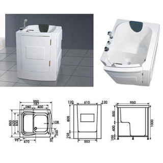 亲娃无障碍浴缸侧开门步入式残疾老人浴缸带门小户型冲浪按摩恒温 T-101无障碍浴缸（空缸）