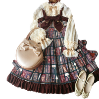DearCeline Lolita洛丽塔 爱莎的魔法书 女士高腰背带裙 墨绿色 S