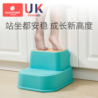 科巢儿童垫脚凳宝宝洗脸手踩踏台阶楼梯加厚防滑椅子浴室增高小孩站板 (一阶凳)珀尔粉+(儿童坐便凳)肤PU款-博尔里粉