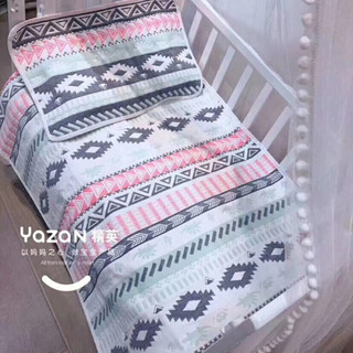 雅赞（YAZAN）纱布被单100%纯棉新生婴幼儿纱布 四季可用双面床单 婴儿垫子 儿童幼儿园床单 波西米亚红 100*205cm(沙发垫或单人床)
