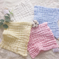 雅赞（YAZAN）棉花糖方巾 婴儿纯棉纱布皱褶口水巾 洗脸巾 手帕 黄色