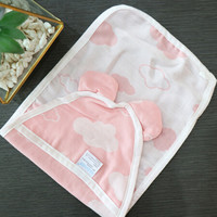 雅赞（YAZAN）二层纯棉纱布吸汗巾 垫背巾 二层粉云朵 20*40cm