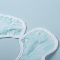 雅赞（YAZAN）婴儿花瓣围嘴 纯棉纱布360度旋转口水巾 二层绿云朵