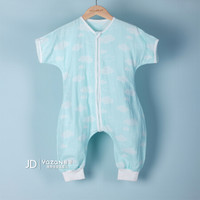雅赞(YAZAN)婴幼儿爬服睡袋 纯棉二层三层纱布连体衣 绿云朵二层短袖 110码衣长95cm(适合身高90-115cm)