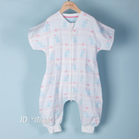 雅赞(YAZAN)婴幼儿爬服睡袋 纯棉二层三层纱布连体衣 泡泡龙三层短袖 90码衣长75cm(适合身高70-85cm)