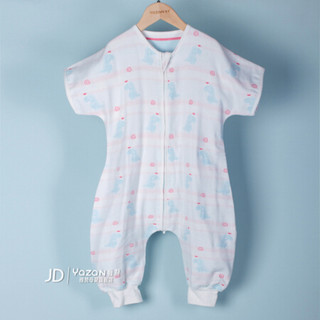 雅赞（YAZAN）婴幼儿爬服睡袋 纯棉二层三层纱布连体衣 泡泡龙三层短袖 90码衣长75cm(适合身高70-85cm)